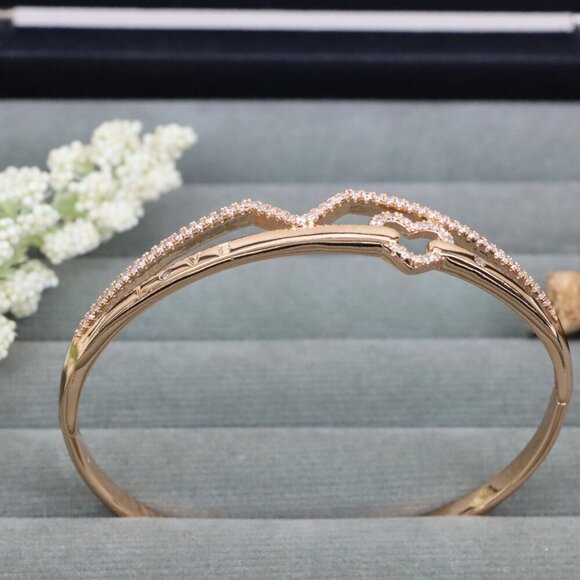 Love Engraved Rose Gold Bangle with Heart Detail, XPBL0593 - Picture 12 of 12